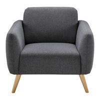 Relaxsessel Pia Dunkelgrau Webstoff - Dunkelgrau/Naturfarben, MODERN, Holz/Textil (86/76/75cm) - Bessagi Home