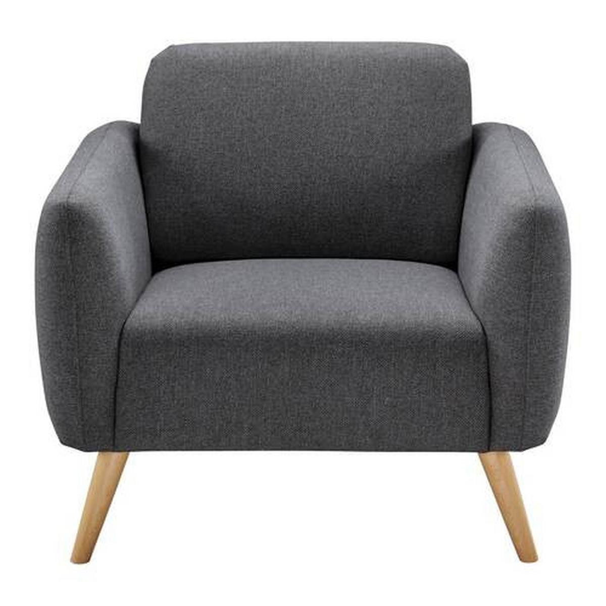 Relaxsessel Pia Dunkelgrau Webstoff - Dunkelgrau/Naturfarben, MODERN, Holz/Textil (86/76/75cm) - Bessagi Home