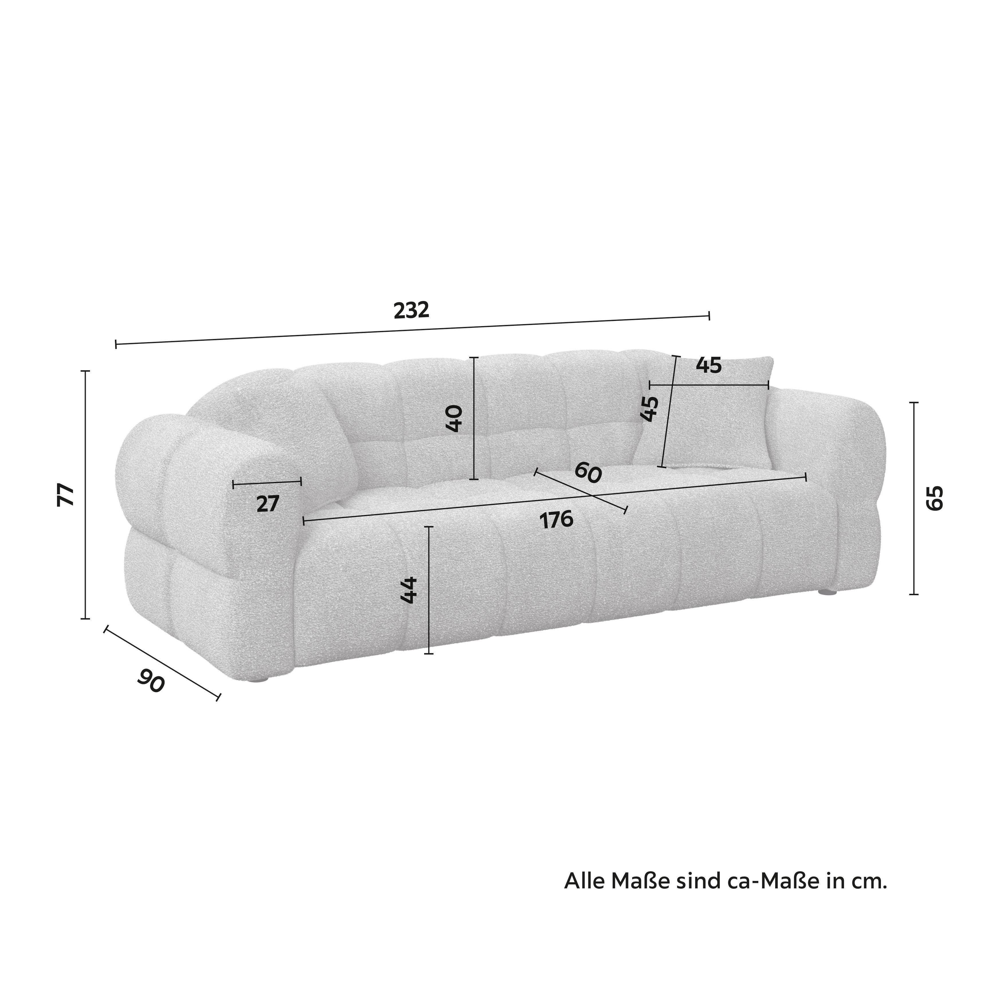 SOFFA MARIE - brun/svart, Modern, trä/textil (232/77/90cm) - Bessagi Home