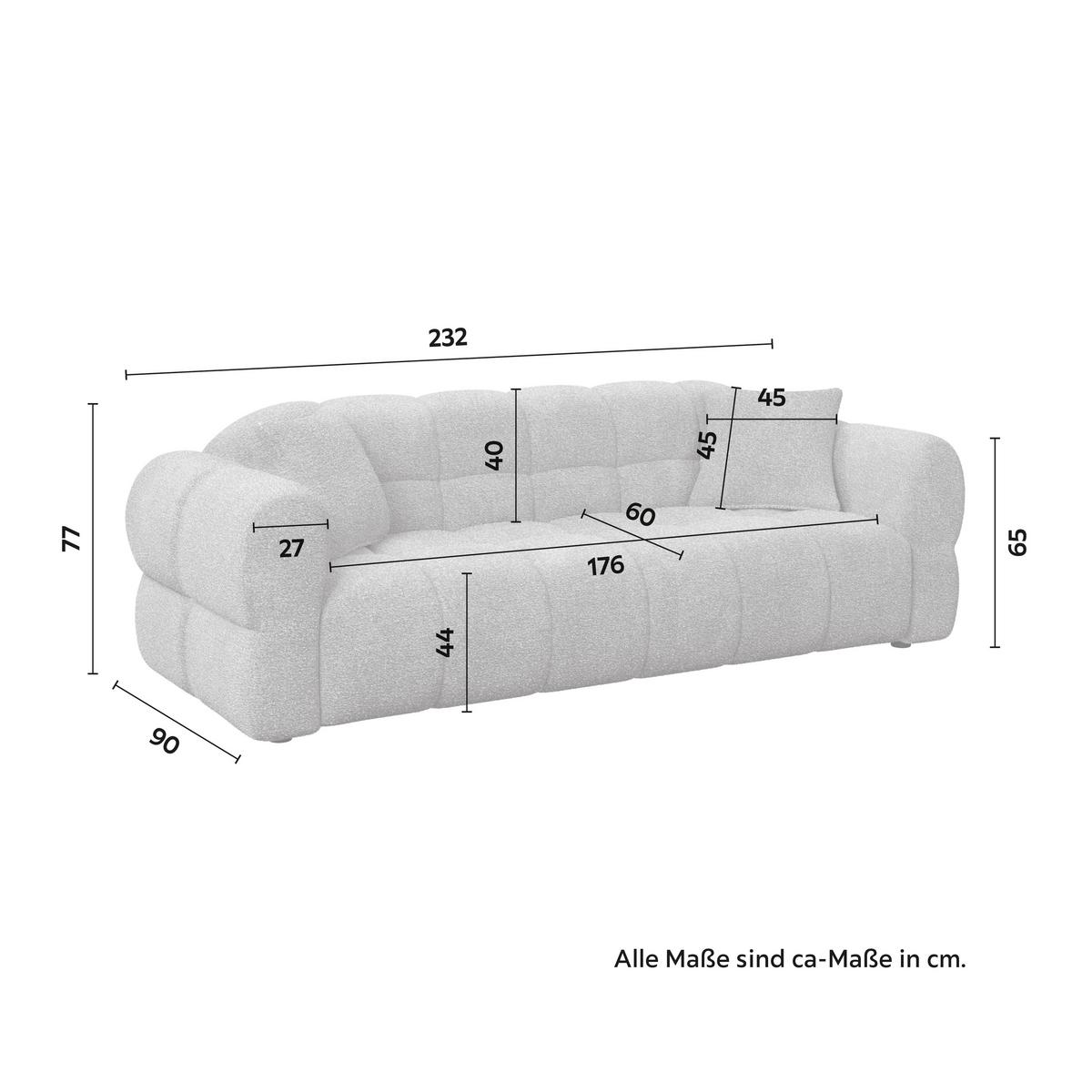 Sofa Marie Chenille Braun - Schwarz/Braun, MODERN, Holz/Textil (232/77/90cm) - Bessagi Home