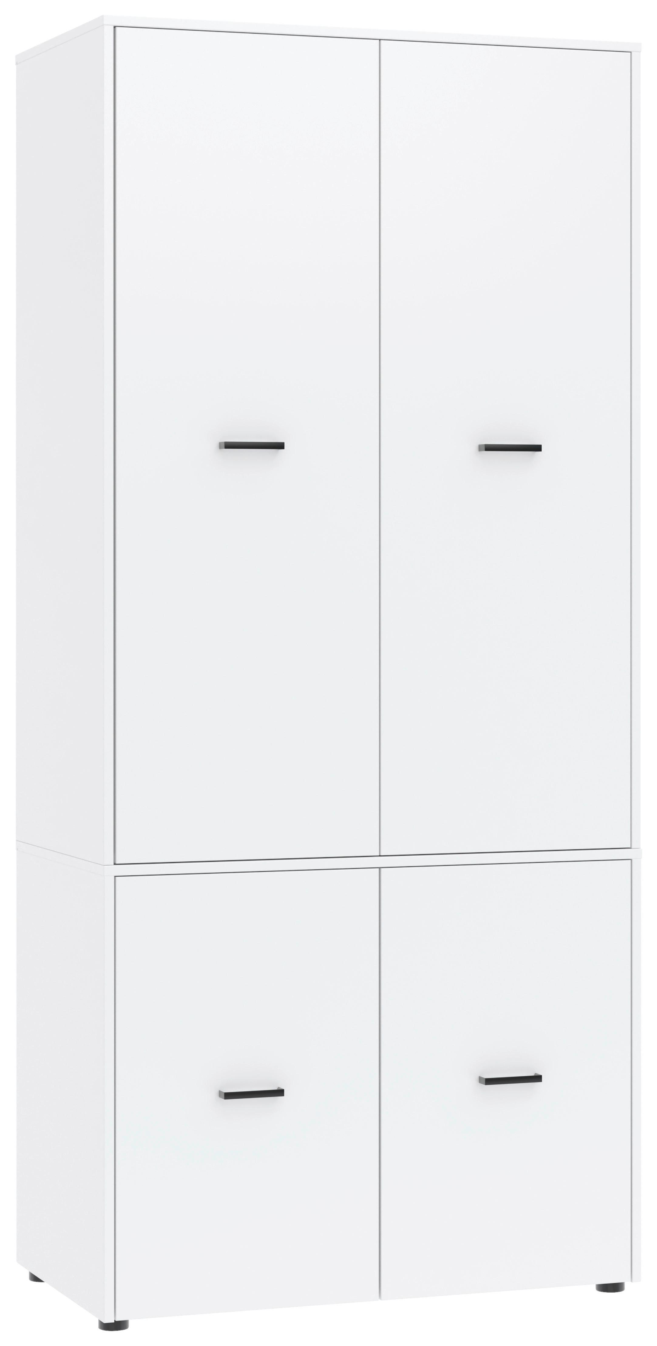 Kleiderschrank Kivo Weiß - Schwarz/Weiß, Basics, Holzwerkstoff/Kunststoff (90/199,6/52,1cm) - Based