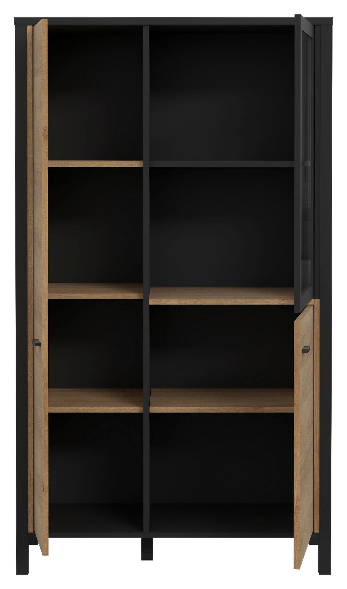 Félmagas Szekrény High Rock - tölgyfa színű/fekete, Design, műanyag/faalapú anyag (86,3/152,3/40,2cm) - Mömax