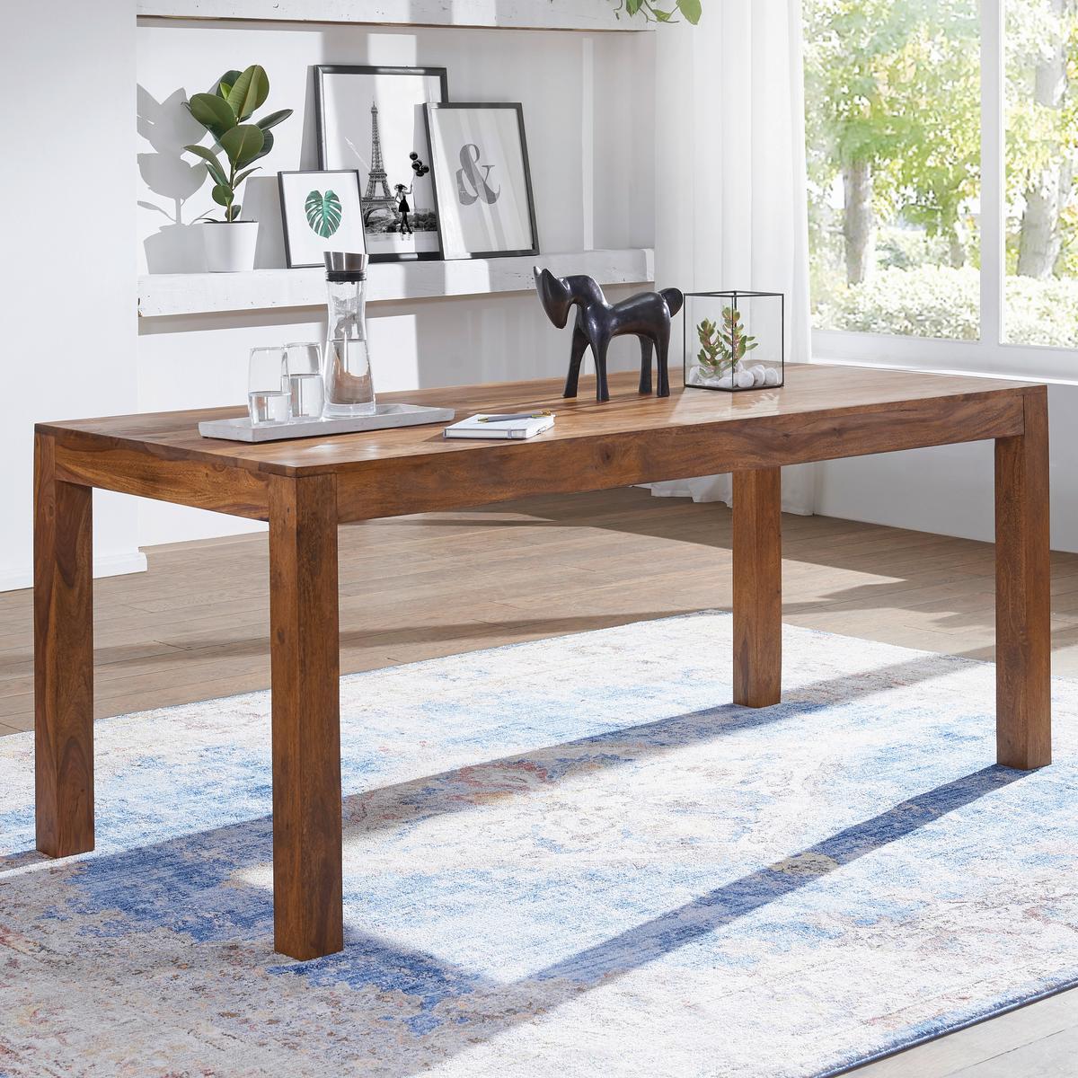Jedilna Miza Mumbai, Pravi Les - barve indijskega rožnega lesa, Design, les (140/80/76cm) - MID.YOU