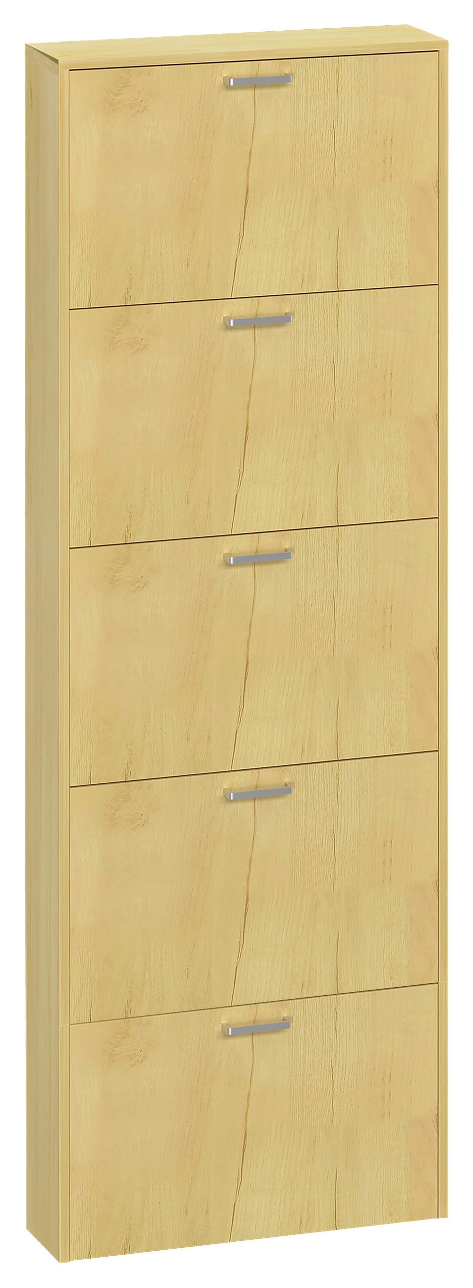 Schuhschrank Sulos Xl - Honigeiche/Silberfarben, Design, Holzwerkstoff/Kunststoff (59/179/17cm) - MID.YOU