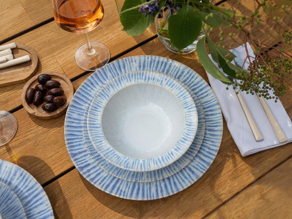 Étkészlet Rondo Summertime - világoskék/fehér, Design, kerámia - Creatable