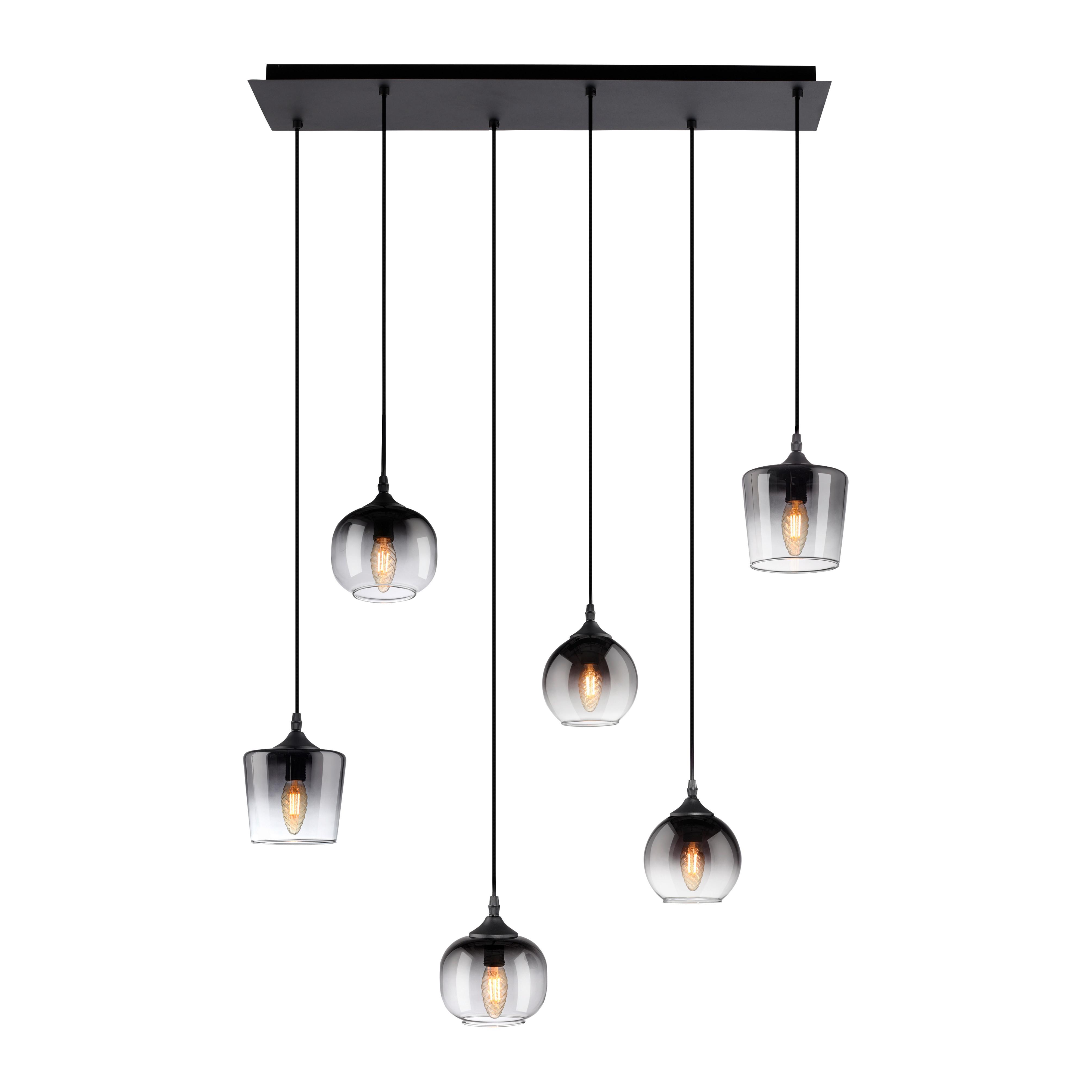 LED-Hängeleuchte Zea in Schwarz max. 25 Watt - Schwarz, Glas/Kunststoff (80/28/64-120cm)