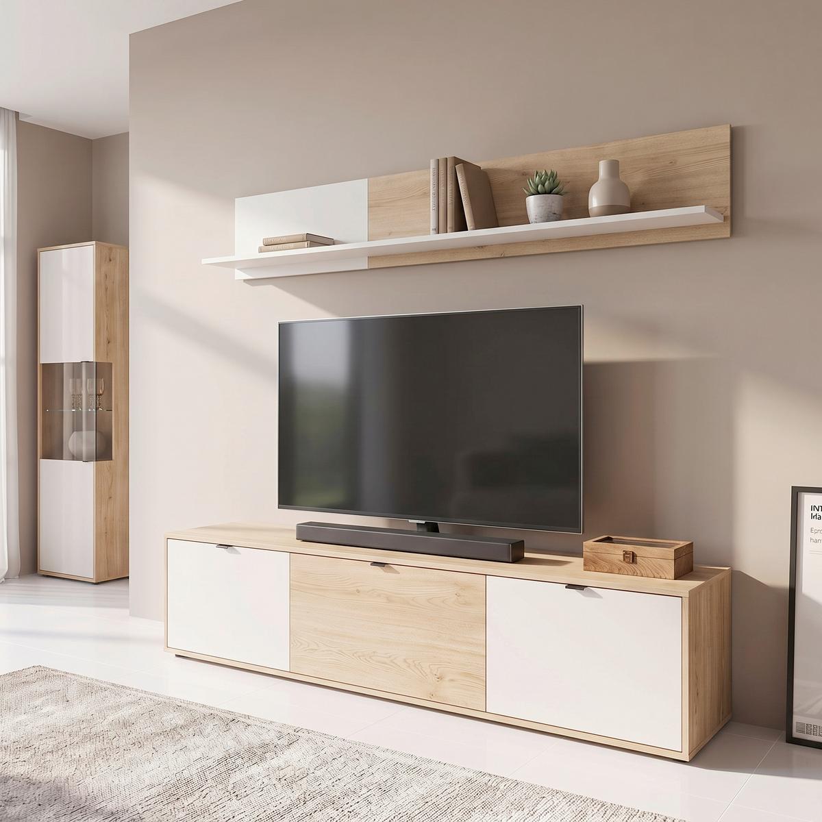 Etajeră De Perete Samm - bej/culoare lemn stejar, Trend, material pe bază de lemn (153,6/30/22cm) - Modern Living