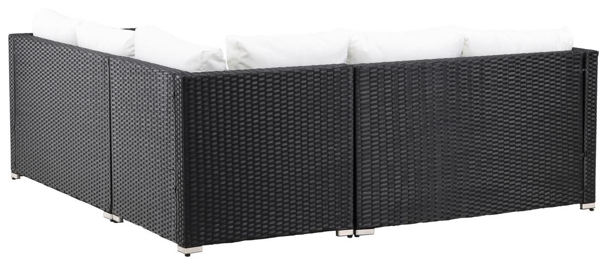Loungegarnitur Kuba Schwarz/Weiß - Schwarz/Weiß, KONVENTIONELL, Glas/Kunststoff (59/180/64cm) - Gardenson