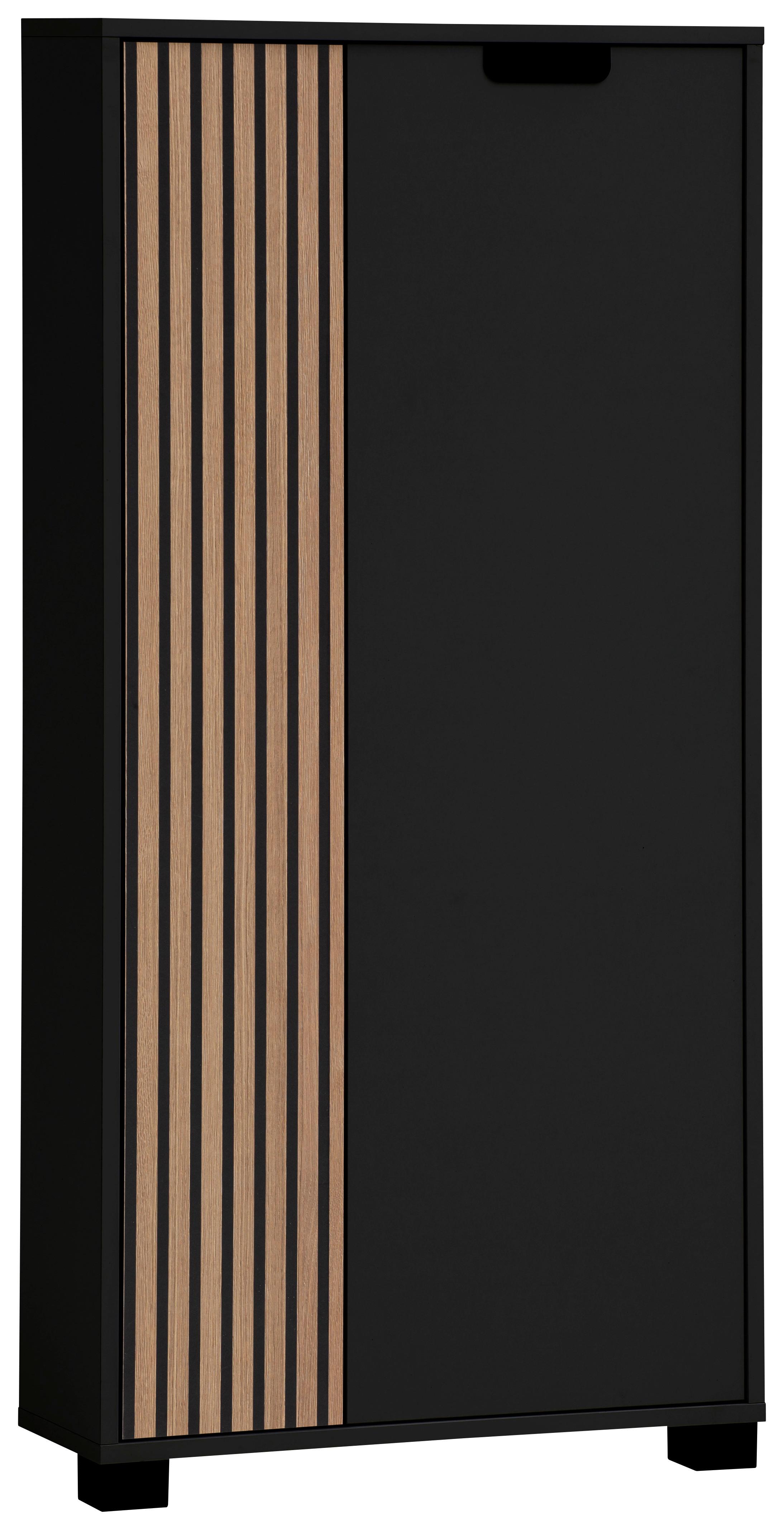 Visoka Komoda Ryker, Črna, Barva Hrasta - črna/barve hrasta, Design, umetna masa/leseni material (59,8/124/19,55cm) - MID.YOU
