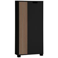 Visoka Komoda Ryker, Črna, Barva Hrasta - črna/barve hrasta, Design, umetna masa/leseni material (59,8/124/19,55cm) - MID.YOU