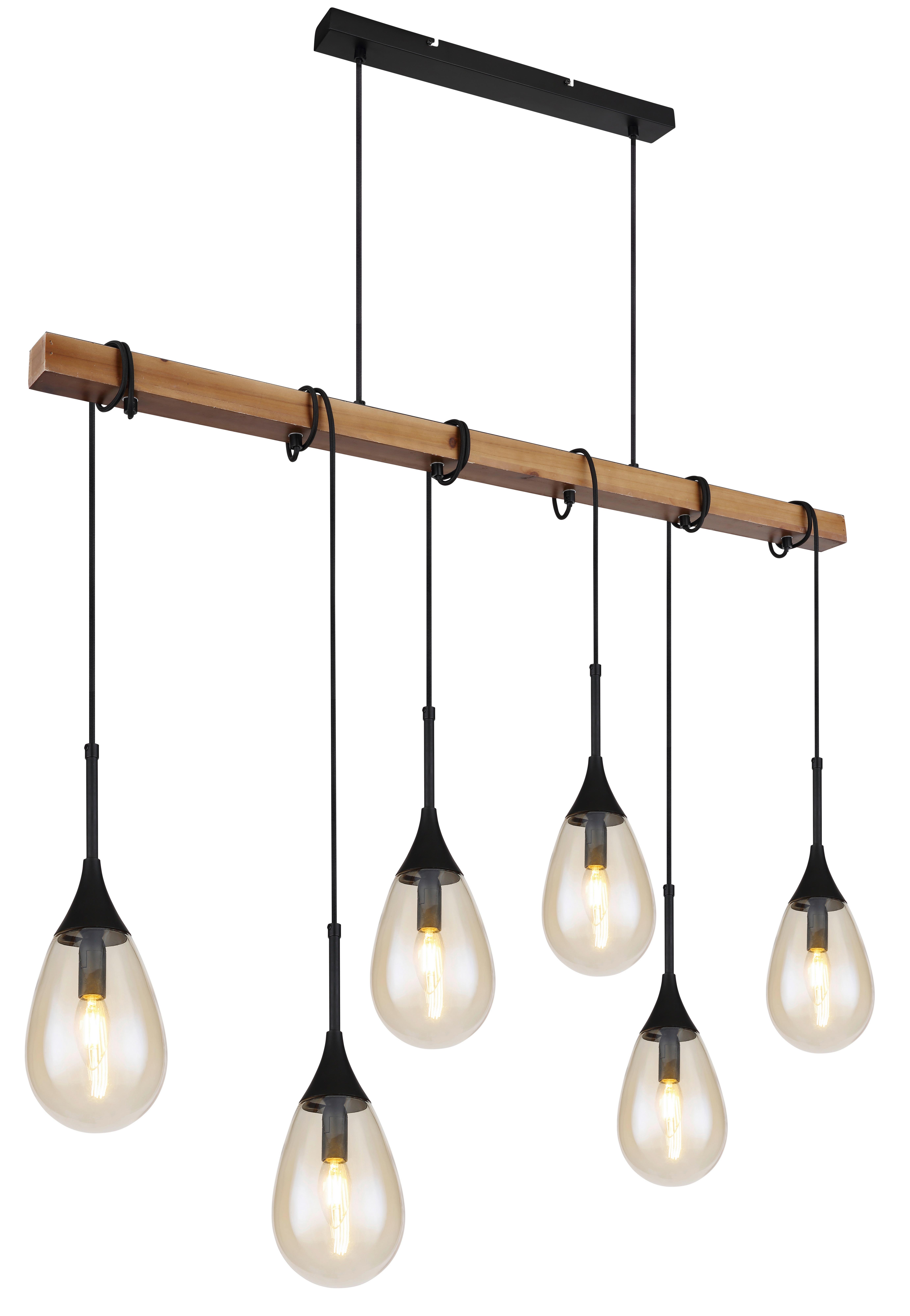LAMPA WISZĄCA 15567-6 - czarny/brązowy, Natur, tworzywo sztuczne/metal (115/12/120cm) - Globo