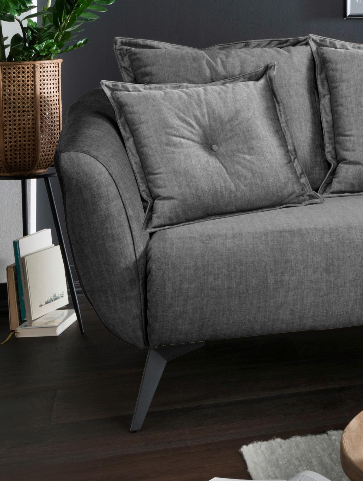Wohnlandschaft Baggio Grau Velours - Schwarz/Grau, MODERN, Holz/Textil (277/94/162cm) - Livetastic