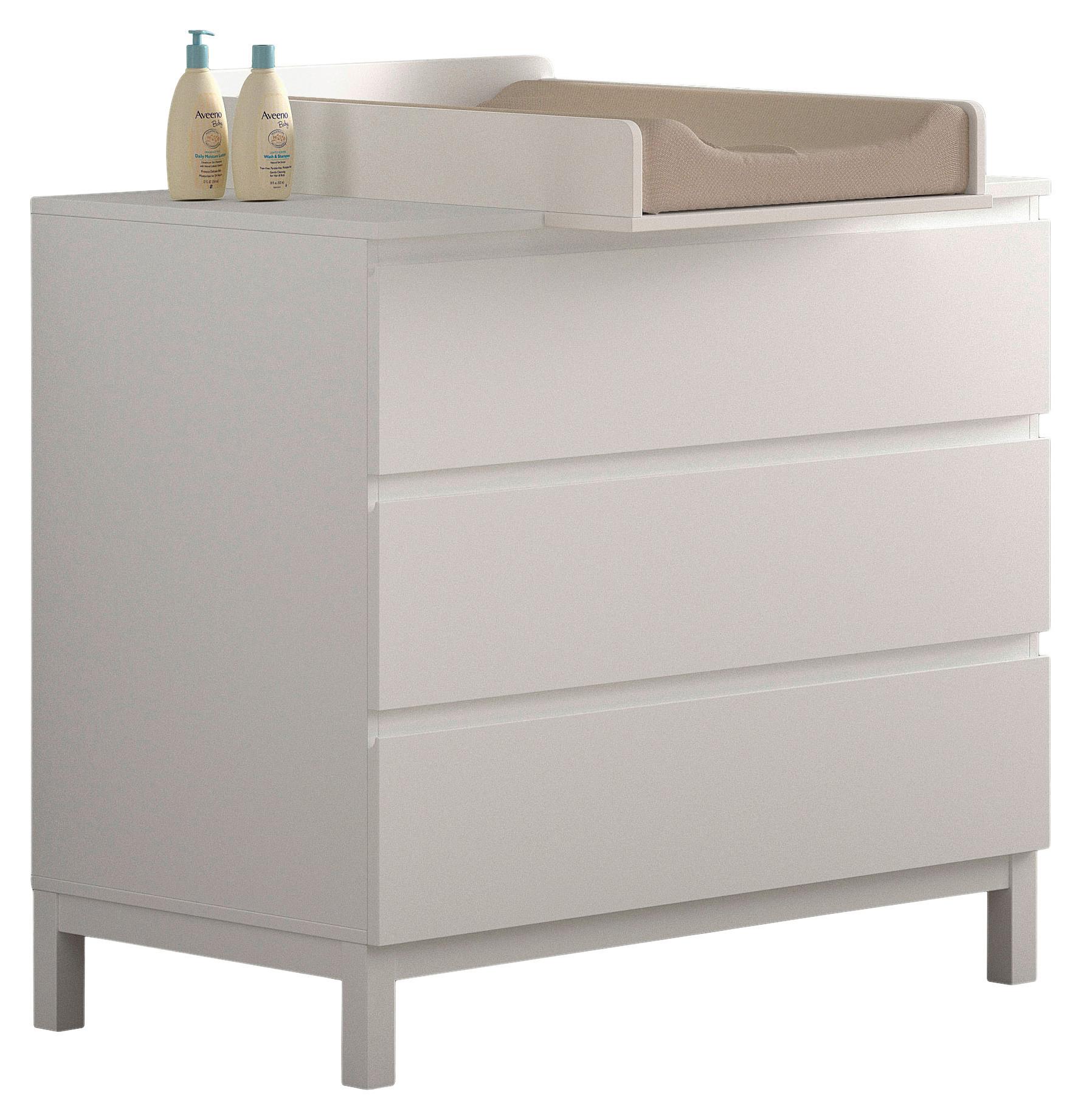 Wickelkommode Eva Weiß m. Wickelaufsatz - MODERN, Holz/Holzwerkstoff (98,5/103,4/72,6cm) - Vipack