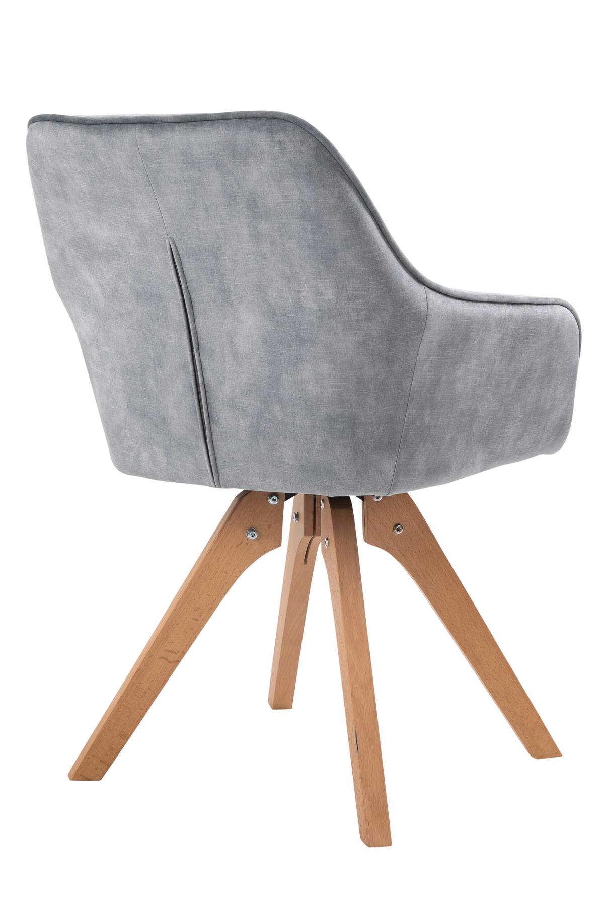 Naslanjač Samt, Siva, Vrtljiv - siva/barve hrasta, Moderno, tekstil/les (59/85/61cm) - Livetastic