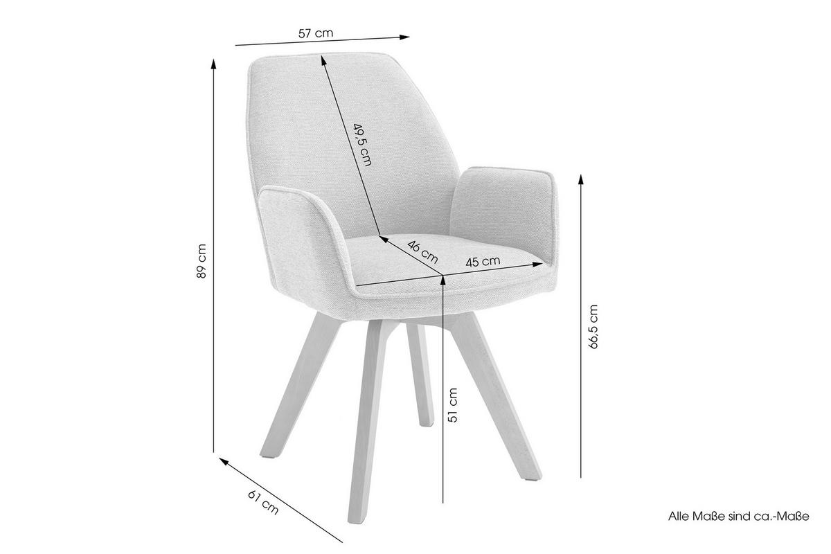 STUHL-SET TONY - Buchefarben/Hellgrau, MODERN, Holz/Textil (57/89/61cm) - MID.YOU