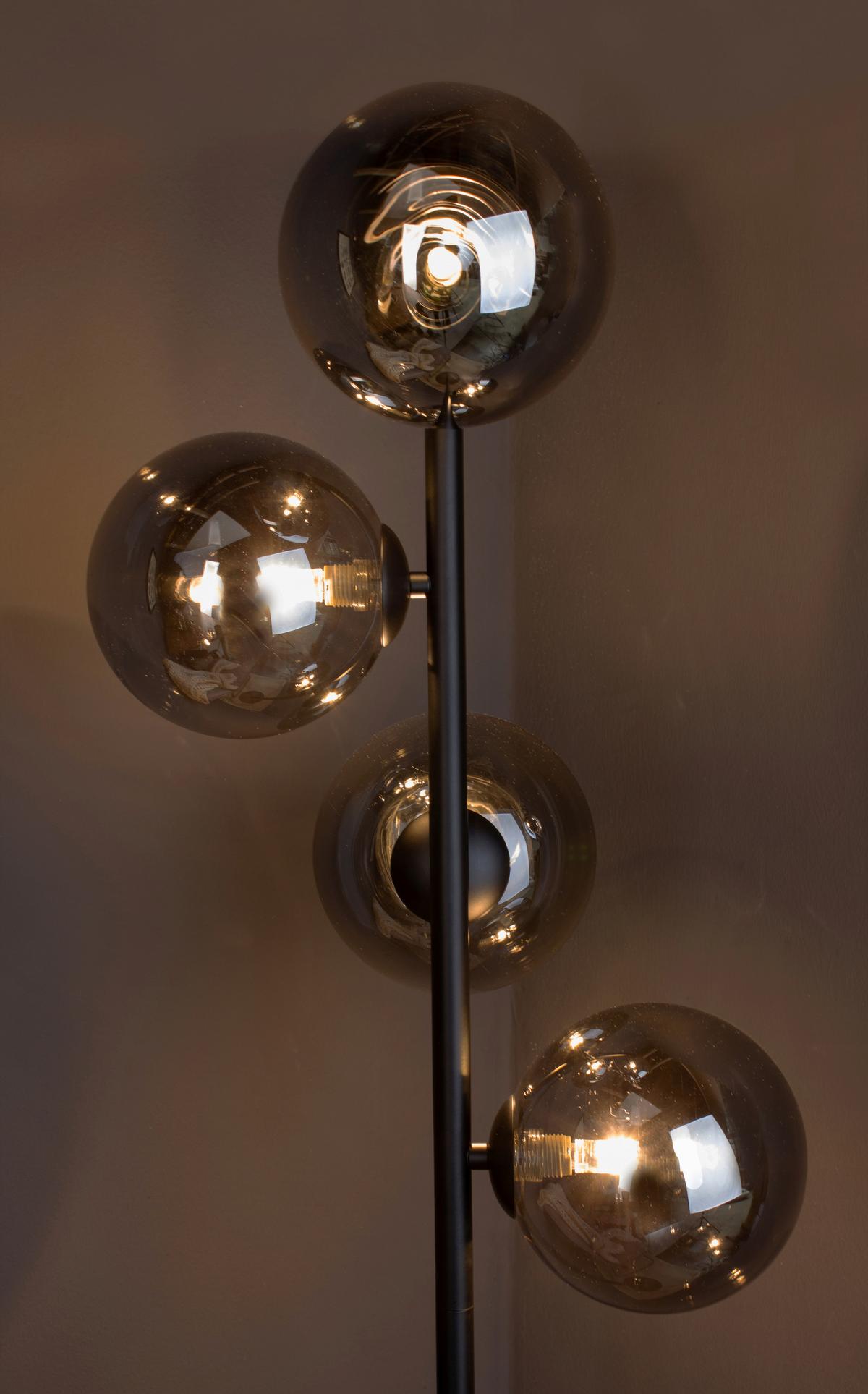 LAMPA STOJĄCA 9120-PT4 NERO - czarny, Design, metal/szkło (34,5/160cm)