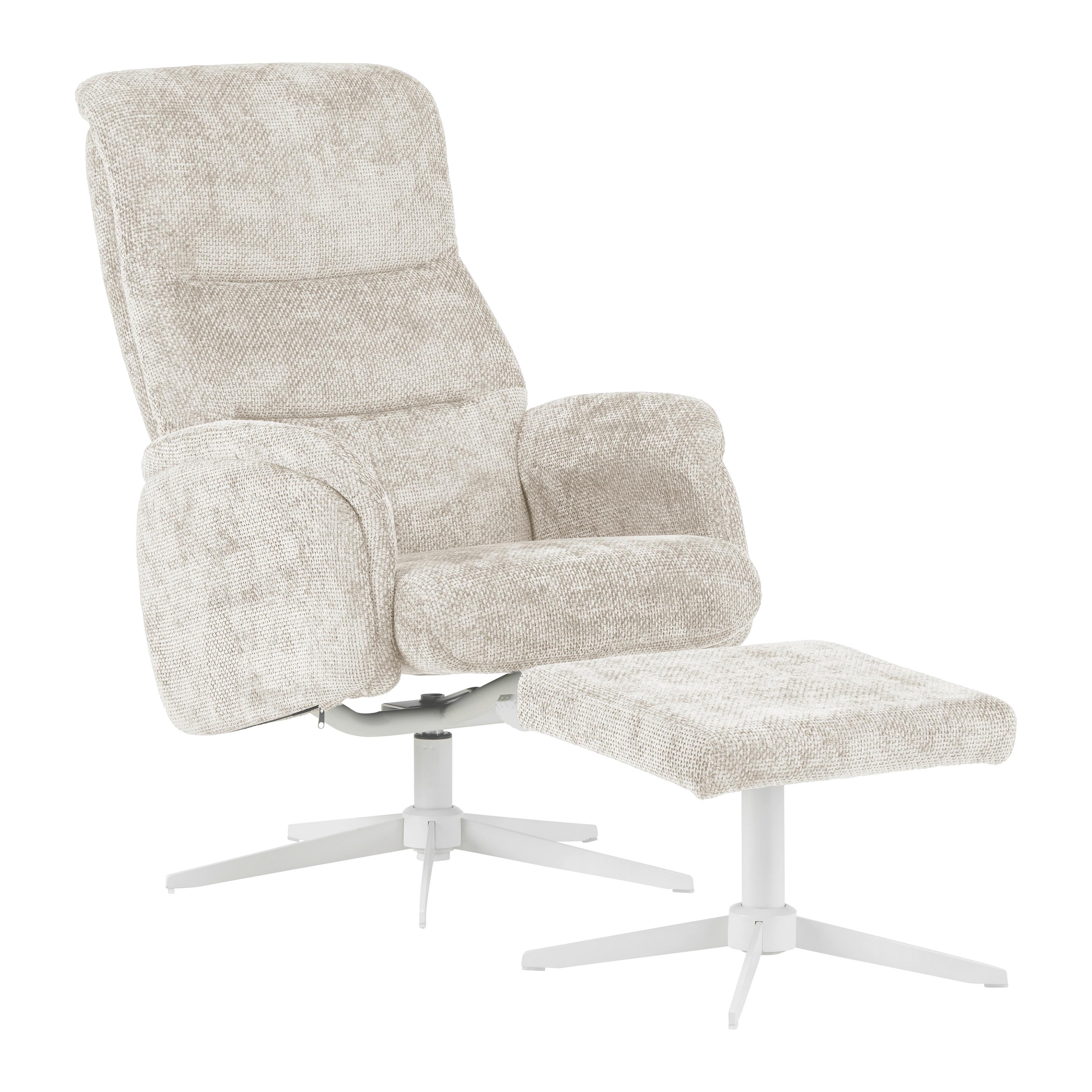 Relaxsessel Star - Weiss/Creme, Modern, Textil/Metall (72/107-95/86-110cm) - Mömax