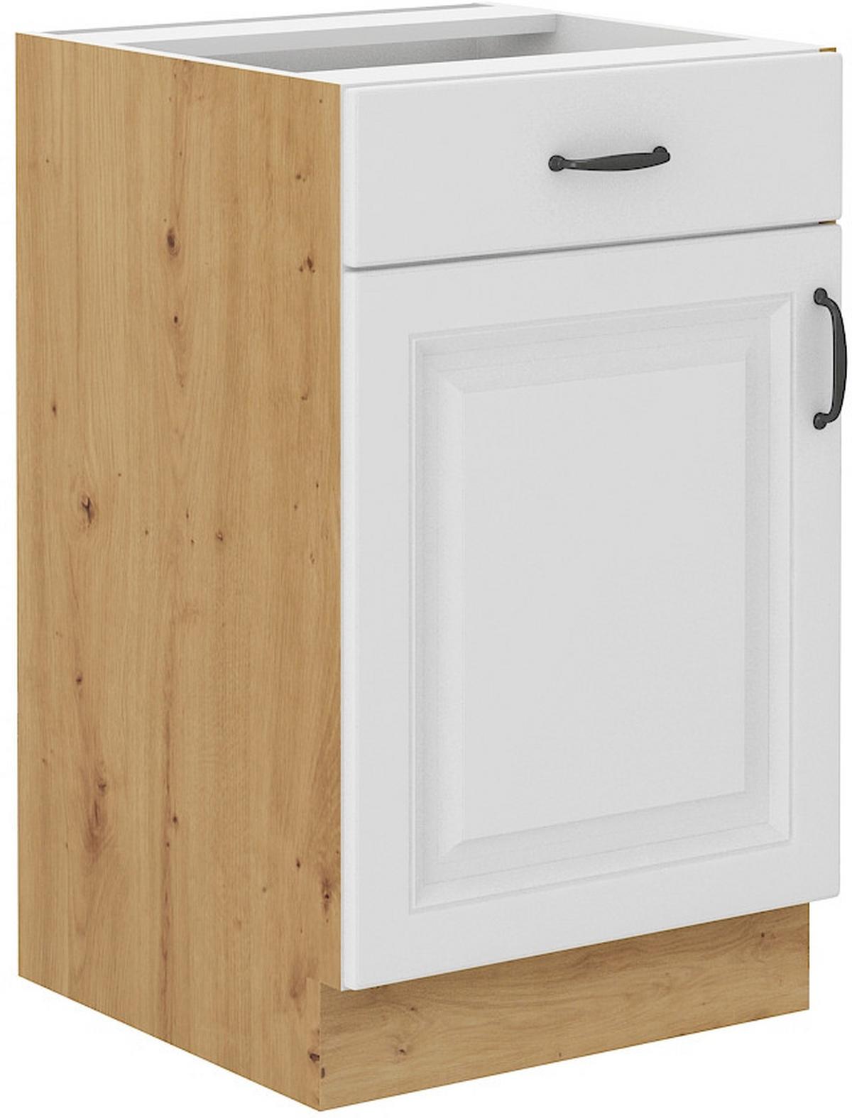 Baza 50 1 Vr.+1 Lad. Stilo - bijela/hrast Artisan, Moderno, drvni materijal/metal (50/82/52cm)