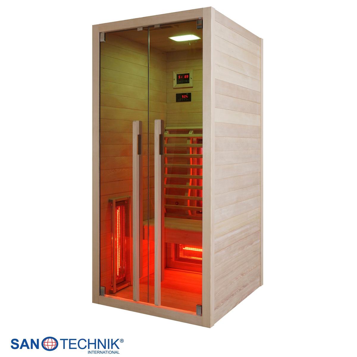 Infrarotkabine Ruby ca. 90,5x195x100cm - Naturfarben, Basics, Holz (90,5/195/100cm) - Sanotechnik