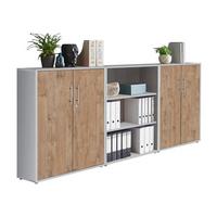 Aktenschrank Office Edition Sw Set 9 Grau/Eichefarben - Eichefarben/Grau, MODERN, Holzwerkstoff (253,2/113,6/33cm) - MID.YOU