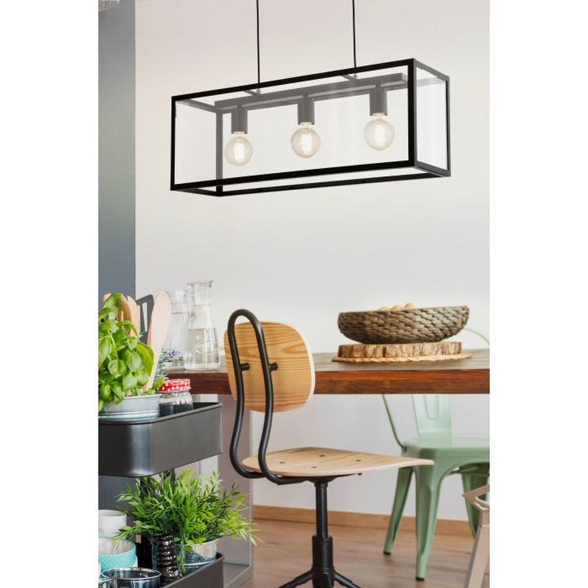 Hängeleuchte 49393 Charterhouse - Schwarz, Design, Glas/Metall (73/20/110cm) - Eglo