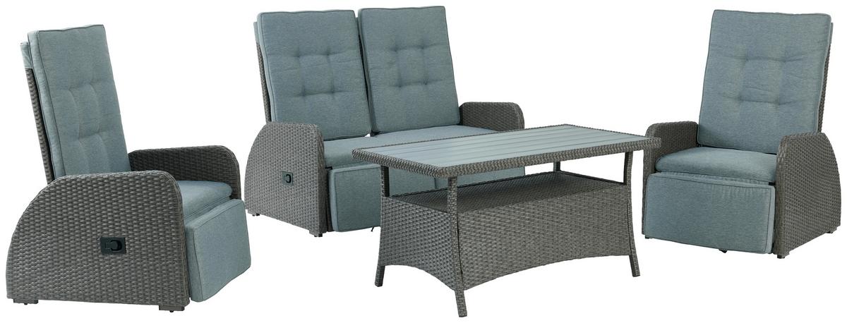 Lounge Garnitura Santander, Siva, 4-Delni Set - siva, Moderno, kovina/umetna masa - Beldano