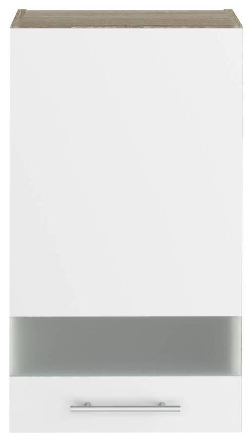 Konyhai Faliszekrény Corina - Sonoma tölgy/alumínium színű, Modern, műanyag/Üveg (40/72,4/34,6cm)