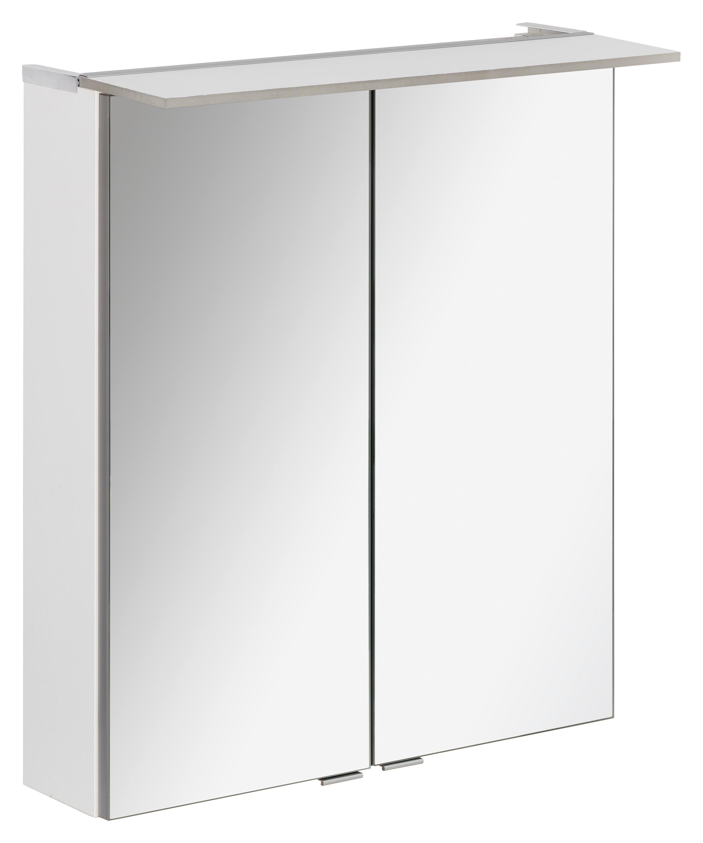Spiegelschrank B.Perfekt mit LED 2-türig Weiß - Silberfarben, MODERN, Glas/Holzwerkstoff (60/69,5/23,5cm) - MID.YOU