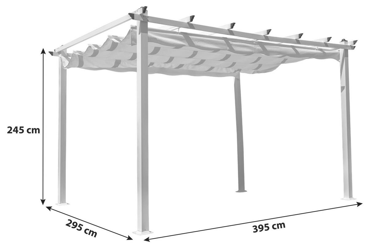 Pergola Lazio ca. 395x245x295 cm Weiß - Weiß, KONVENTIONELL, Textil (395/245/295cm) - Gardenson