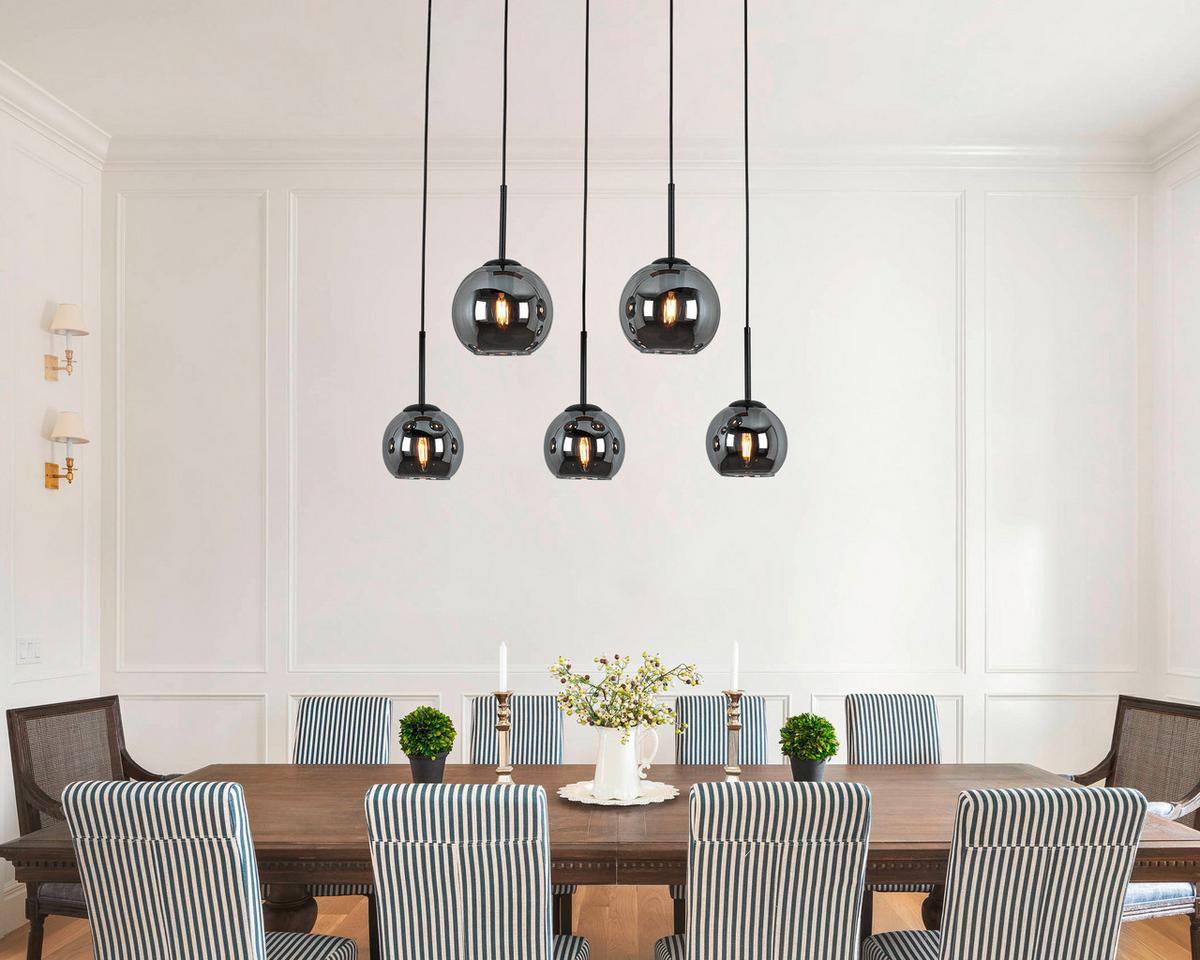 Hängeleuchte Panela Schwarz/Eichefarben max.25Watt - Chromfarben/Eichefarben, Modern, Glas/Holzwerkstoff (75/28,5/120cm) - Mömax