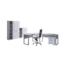 Büro Office Edition Set 4 Grau/Weiß - Weiß Hochglanz/Grau, MODERN, Holzwerkstoff - MID.YOU