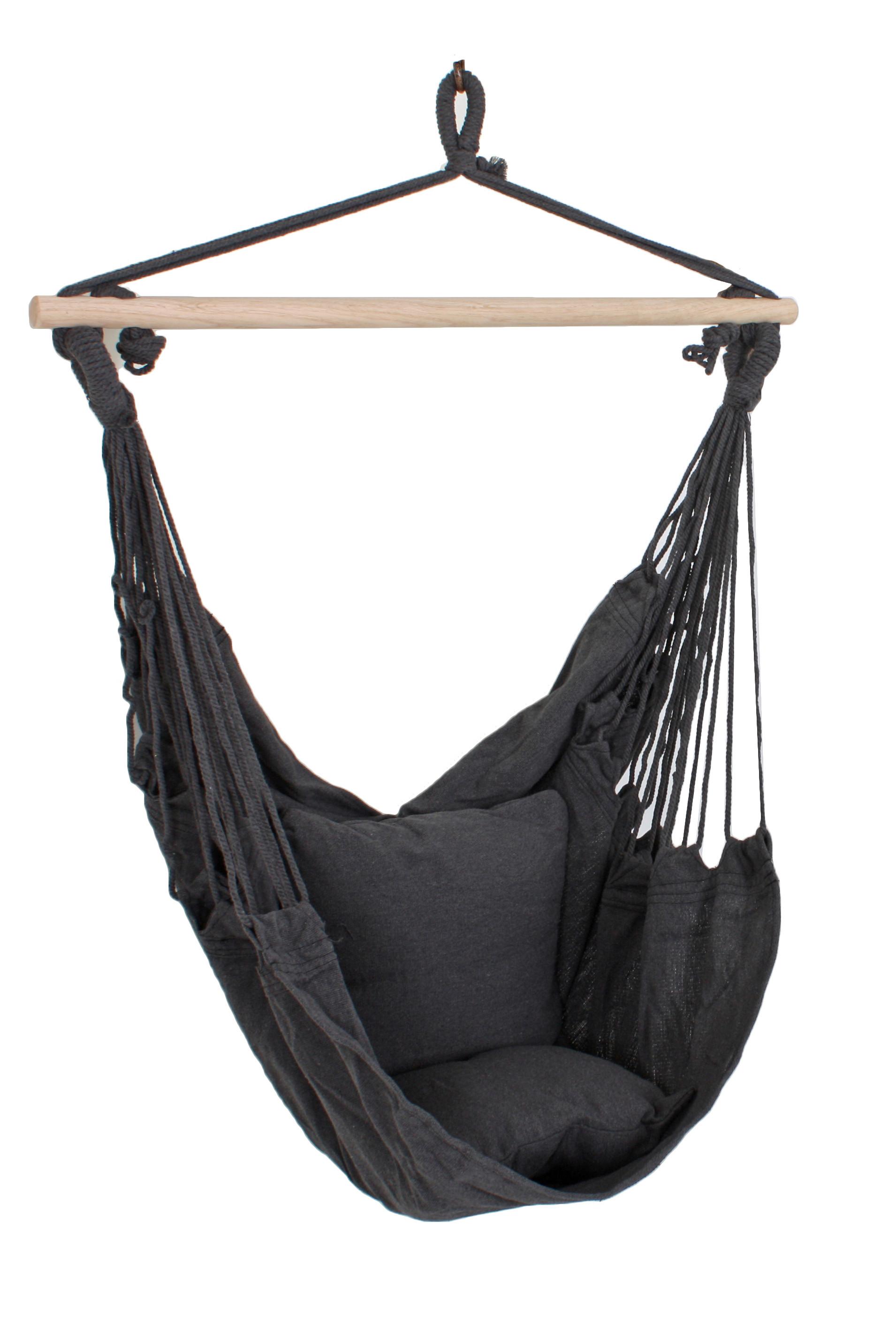 Hängesessel Tobago ca. 90x120 cm Anthrazit - Hellbraun/Anthrazit, Trend, Holz/Textil (90/120/60cm)