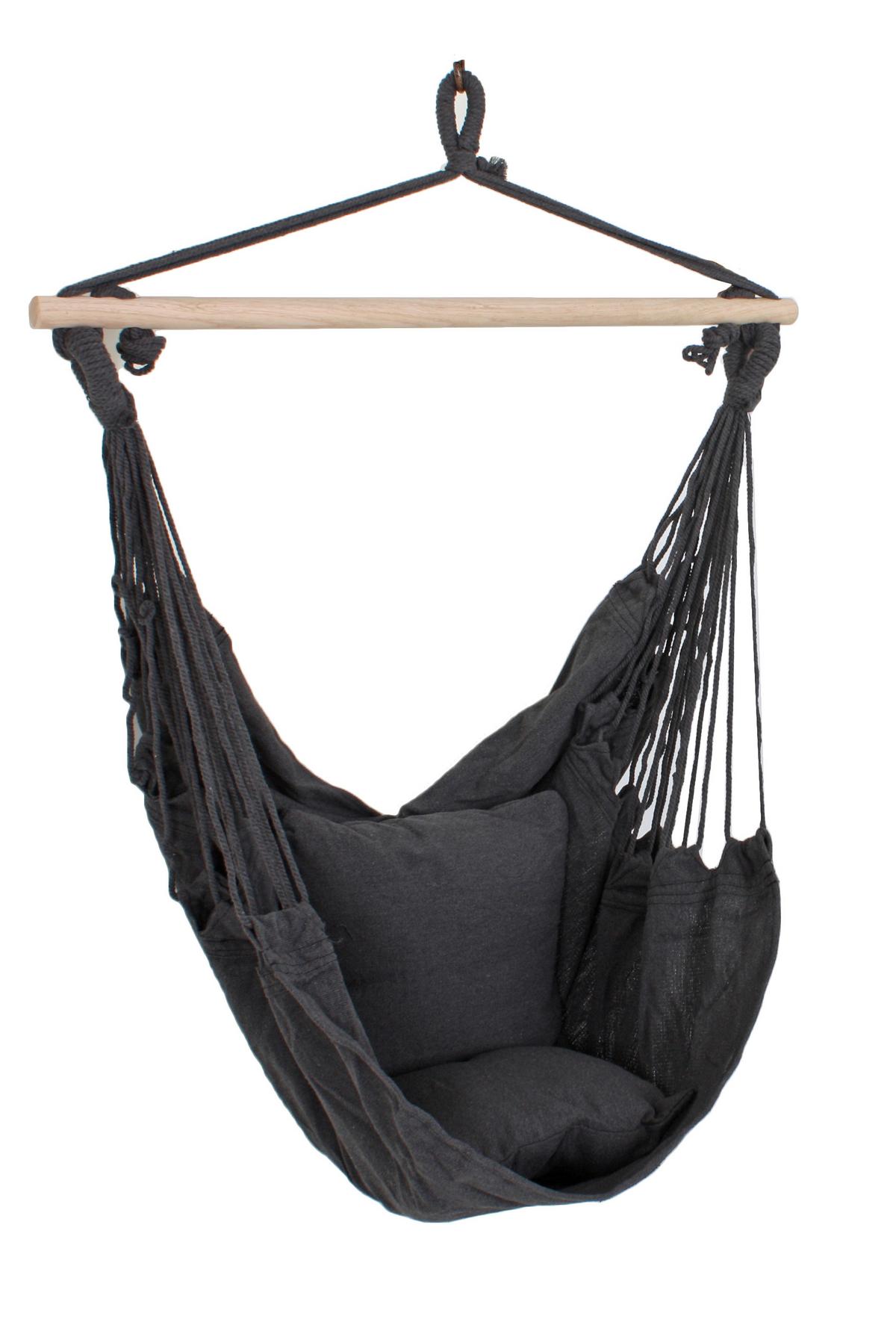 Hängesessel Tobago ca. 90x120 cm Anthrazit - Hellbraun/Anthrazit, Trend, Holz/Textil (90/120/60cm)