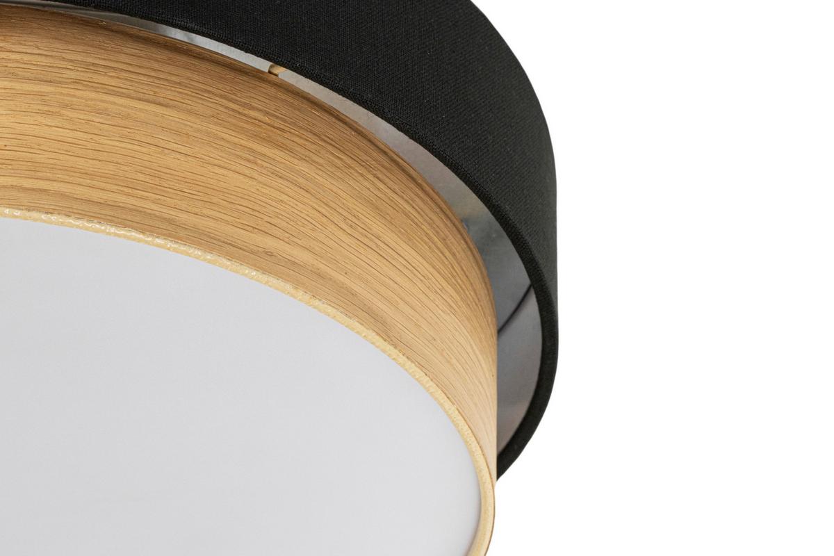 LAMPA SUFITOWA IRINA - kolor dębowy/czarny, Design, tworzywo sztuczne/metal (37/14cm) - Novel