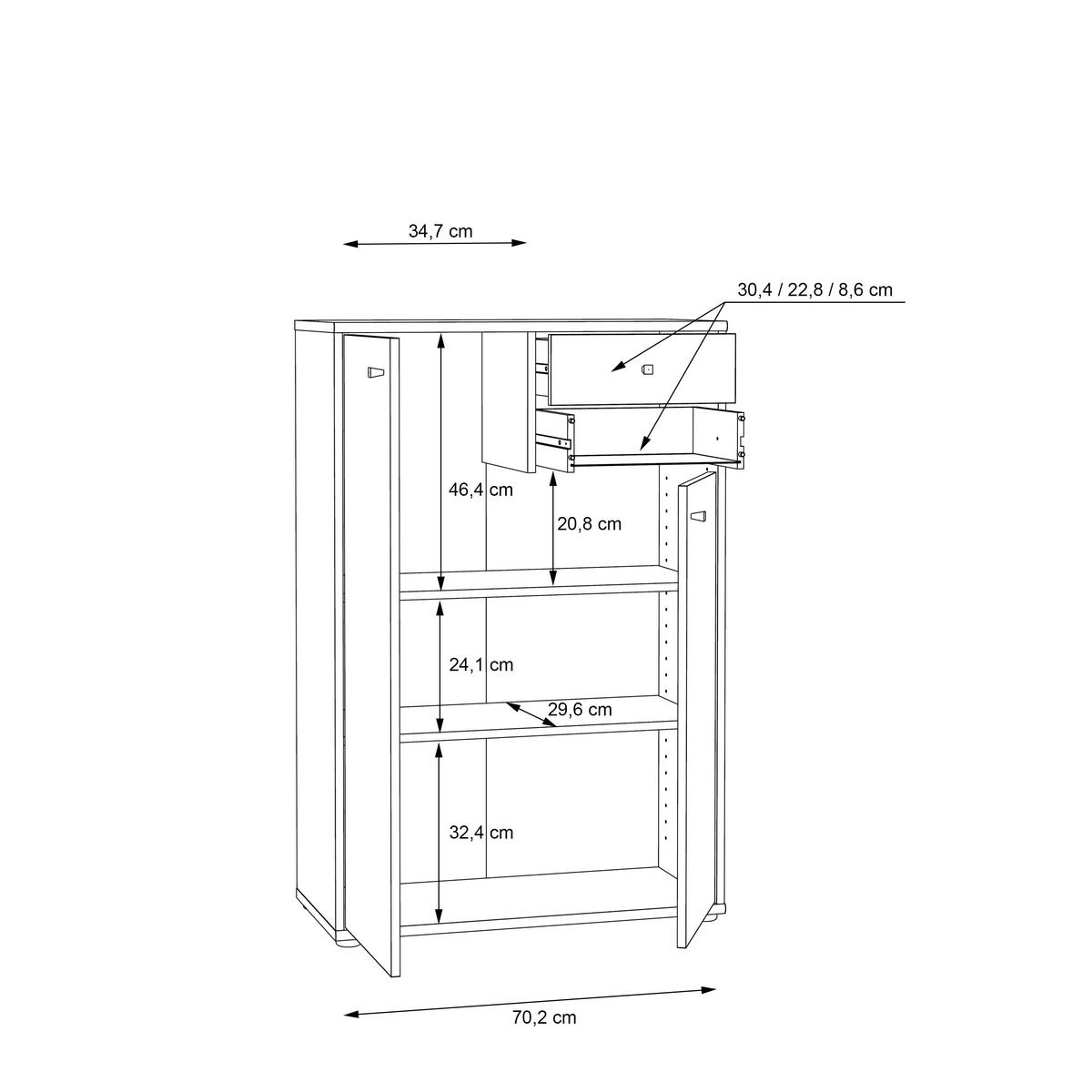 Komoda Tempra 2, Barva Hrasta - barve aluminija/hrast sonoma, Design, umetna masa/leseni material (73,7/111,1/34,8cm)