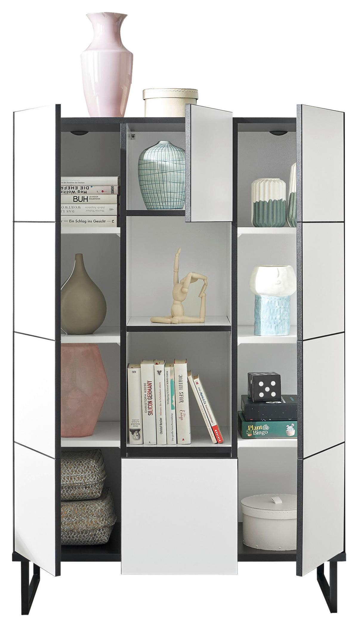 KOMODA WYSOKA VEGA - czarny/biały, Design, materiał drewnopochodny/metal (90/136/40cm) - home24