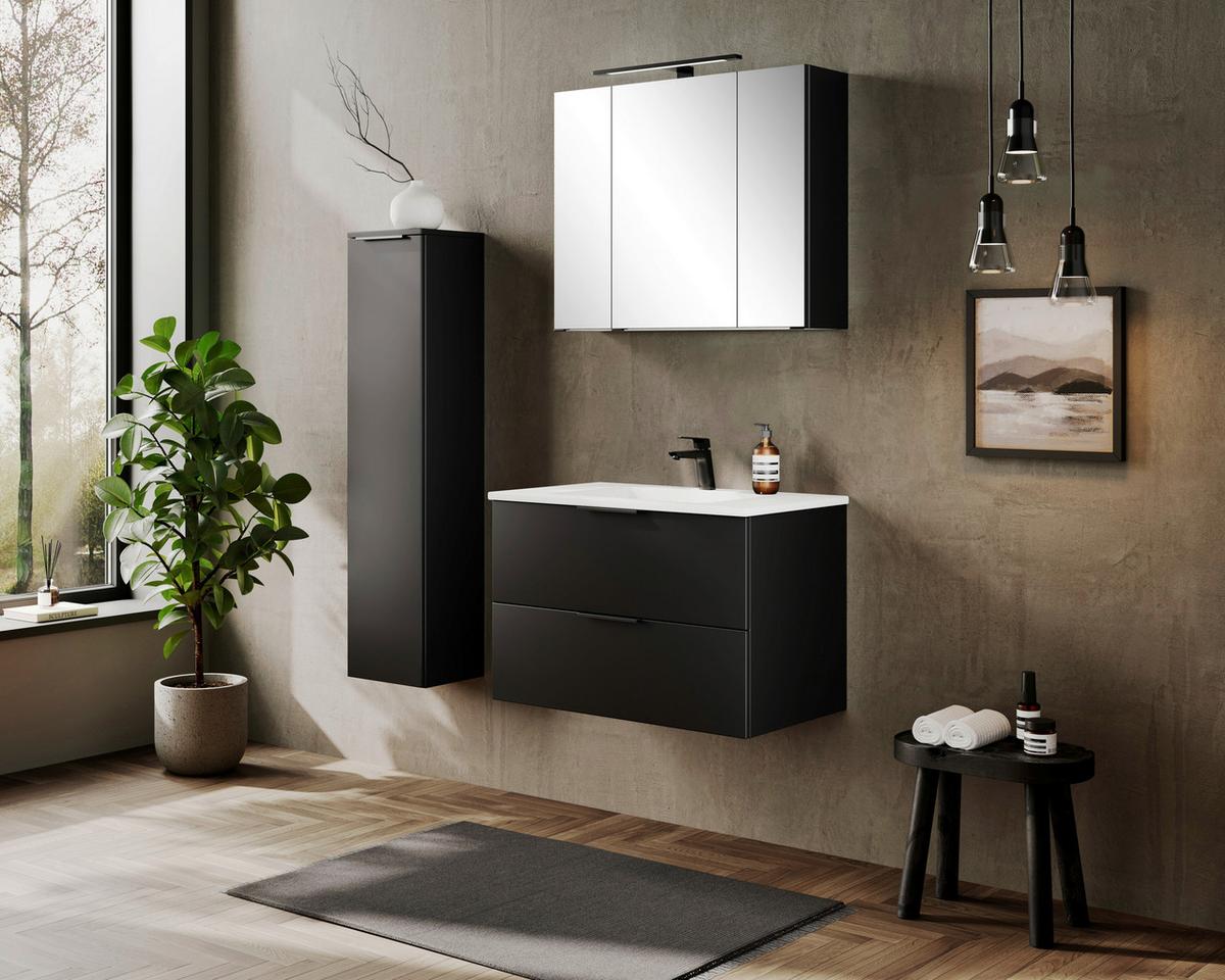 Spiegelschrank Sevilla ca. 80x64 cm Schwarz - Schwarz, MODERN, Glas/Holzwerkstoff (80/64/20cm) - Held