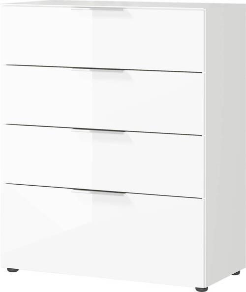 Kommode Oakland in Weiss - Chromfarben/Weiss, Modern, Glas/Holzwerkstoff (83/102/42cm) - Premium Living