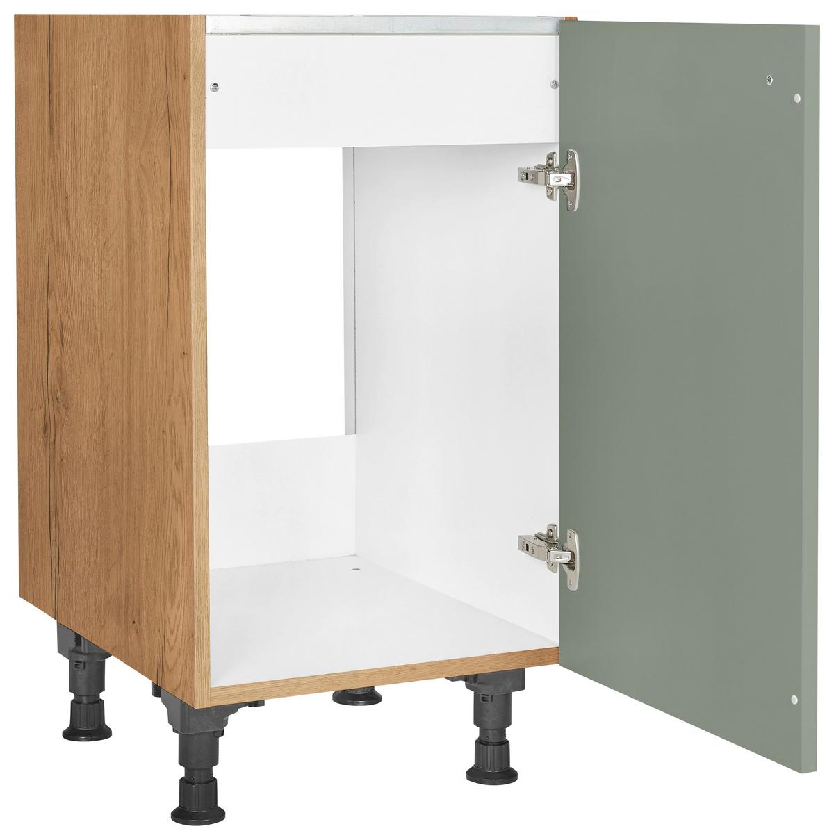Spülenunterschrank Cascada Grün - Eichefarben/Schwarz, MODERN, Holzwerkstoff/Metall (45/87/56cm) - Nobilia