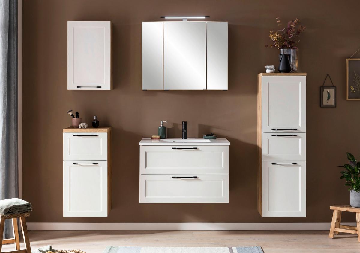 SPIEGELSCHRANK ELMAU -EXKLUSIV- - Eiche Wotan/Schwarz, Romantik / Landhaus, Glas/Holzwerkstoff (80/64/20cm) - Mömax