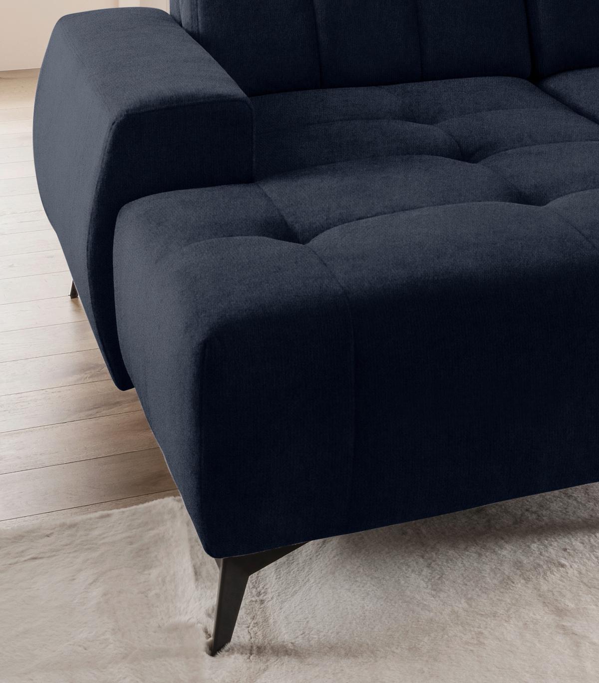 WOHNLANDSCHAFT SANO - Schwarz/Dunkelblau, MODERN, Textil/Metall (180/337/200cm) - Livetastic
