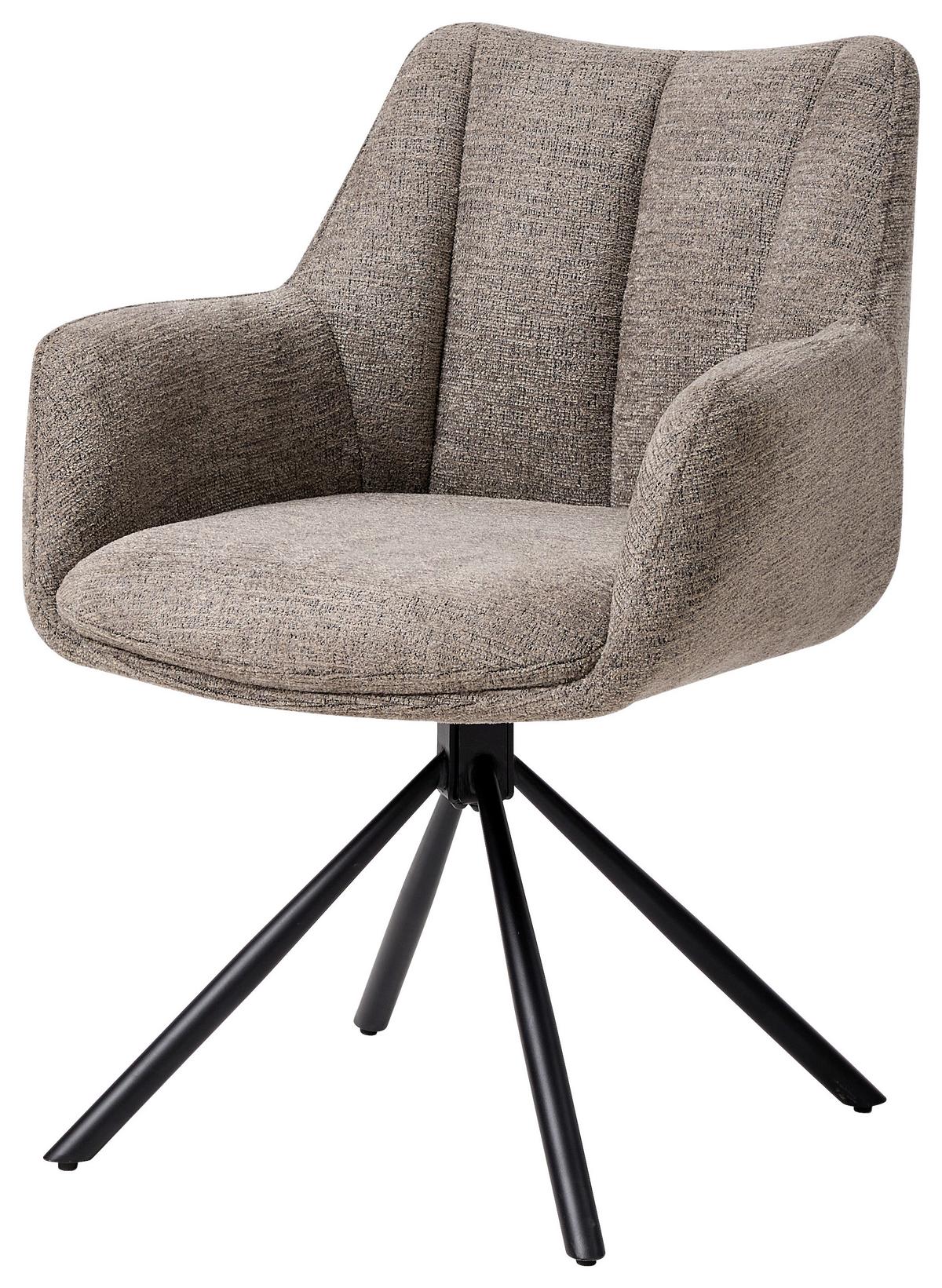 Stolica Lacy - svijetlo smeđa/crna, Moderno, metal/tekstil (63/63/81cm) - Premium Living