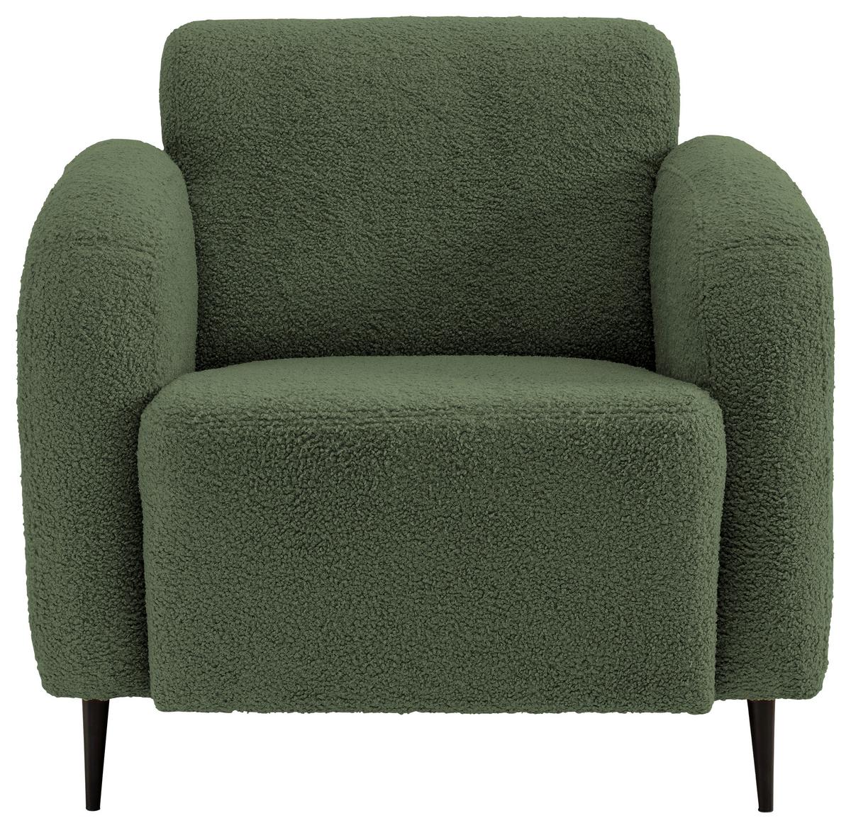 Sessel Marone Dunkelgrün Teddystoff - Dunkelgrün/Schwarz, MODERN, Textil/Metall (85/76/90cm) - Livetastic