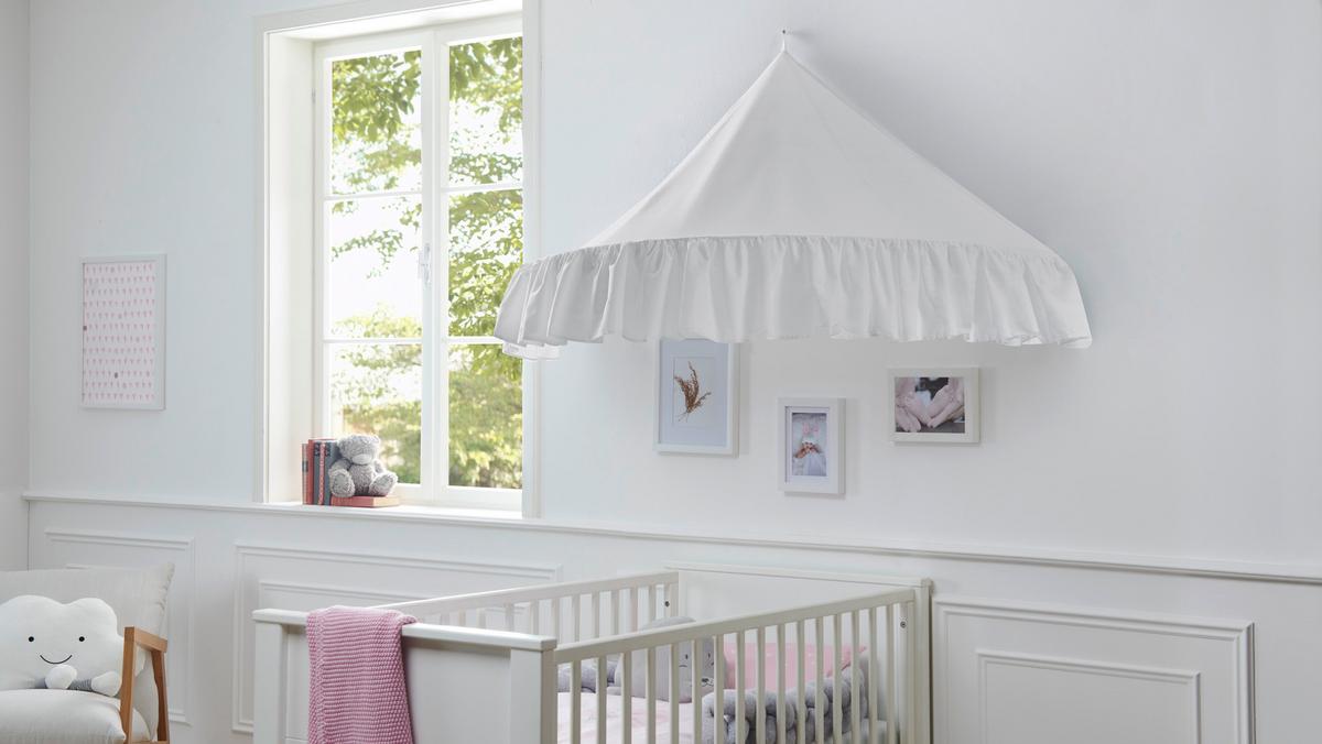 BALDACHIM NAD ŁÓŻKO BASIC - biały, Basics, tkanina (55/78/145cm) - My Baby Lou