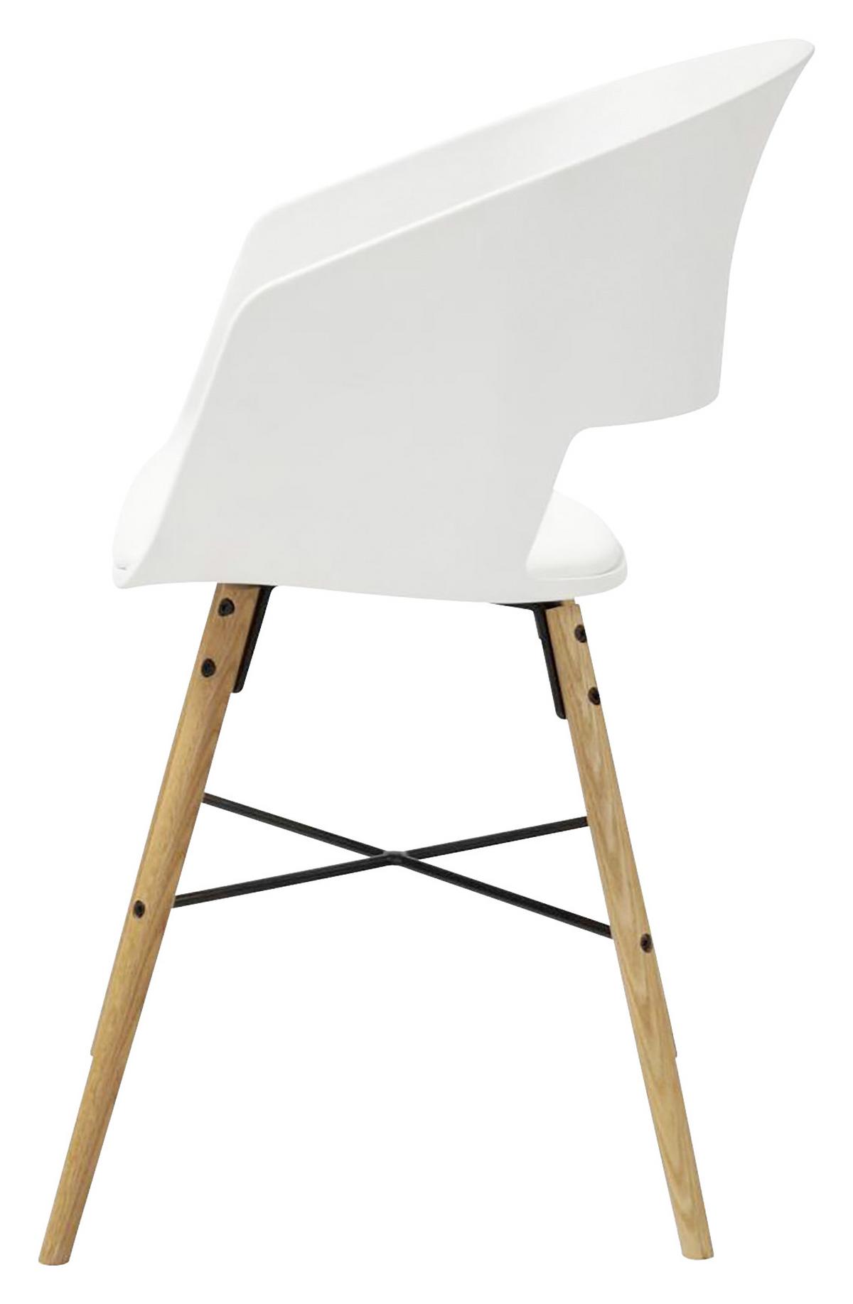 KRZESŁO Z PODŁOKIETNIKAMI LUNA 10 - kolor bukowy/biały, Lifestyle, tworzywo sztuczne/metal (51,5/80,5/52cm) - Livetastic