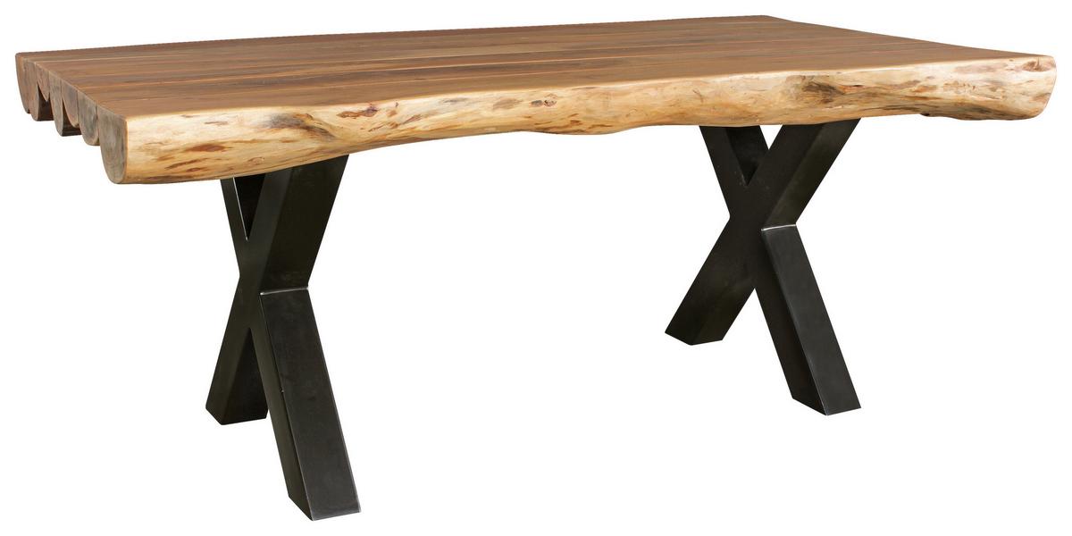 Jedilna Miza Boha, Pravi Les, 200x100cm - črna/barve akacije, Design, kovina/les (200/100/77cm) - MID.YOU