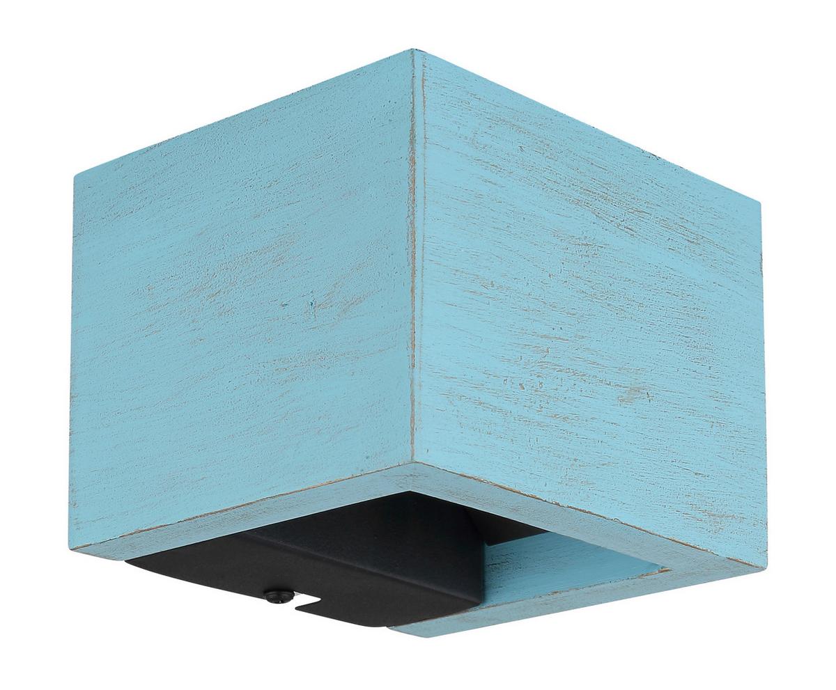 LED-Wandleuchte Alina Blau/Schwarz - Blau/Schwarz, Design, Holzwerkstoff/Metall (13.2/11.3/9.8cm) - Globo