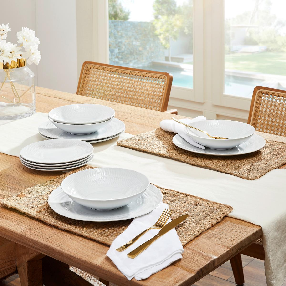 Tafelservice Sofia White aus Weiß, 12-teilig - Weiß, Trend, Keramik (36,5/36,5/34,5cm) - Creatable