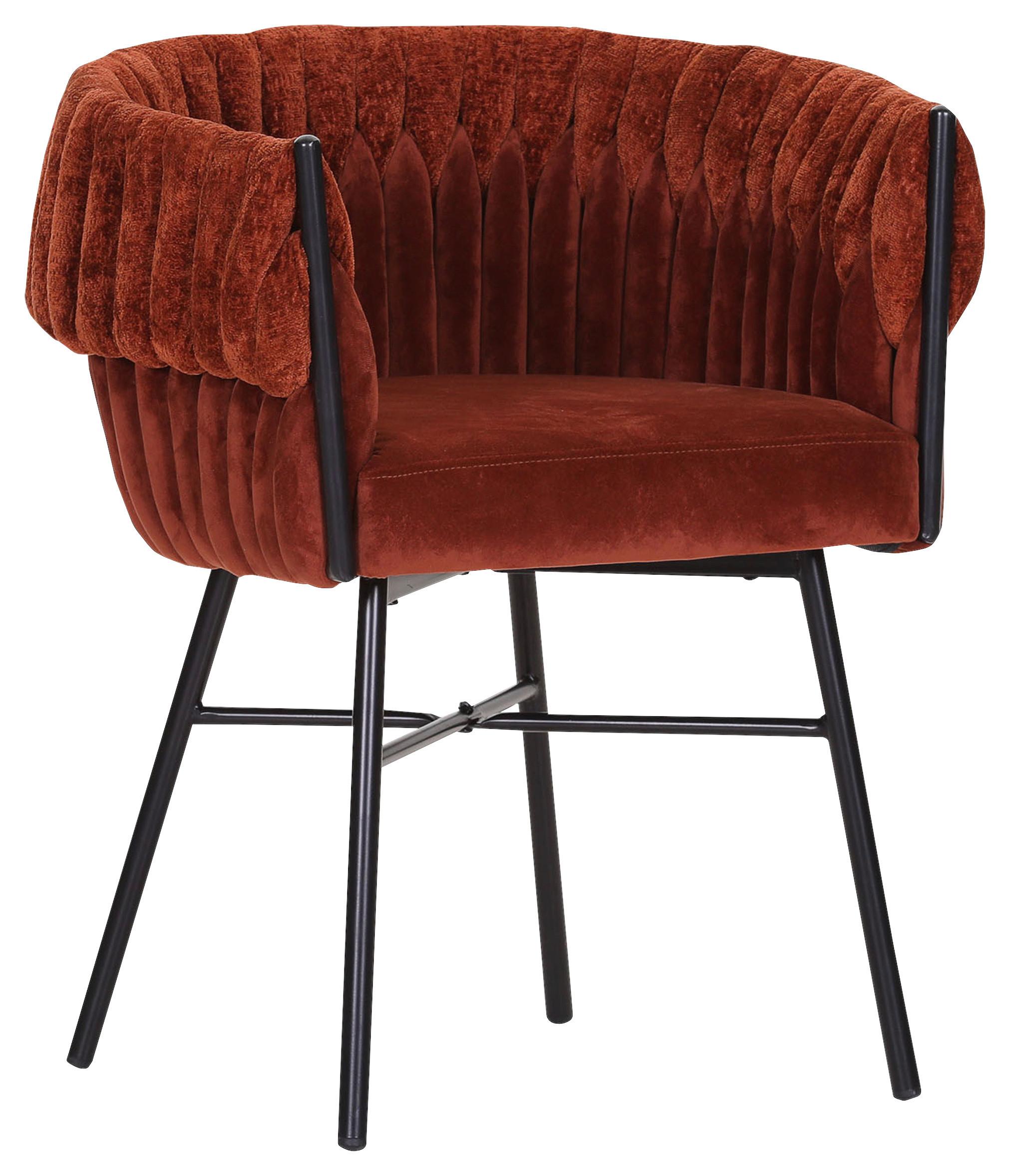 KRZESŁO Z PODŁOKIETNIKAMI TWISTY - czarny/kolor miedziany, Design, metal/tkanina (65/76/60cm) - Landscape