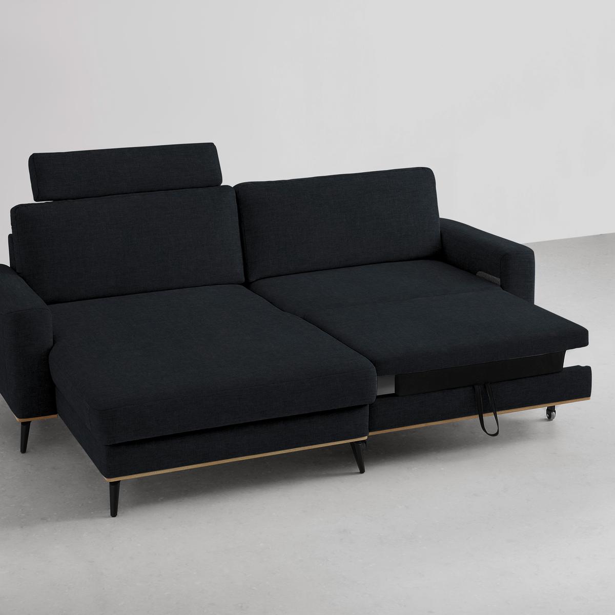 Wohnlandschaft Romeo Schwarz - Schwarz, KONVENTIONELL, Textil/Metall (167/87/234cm) - Zandiara